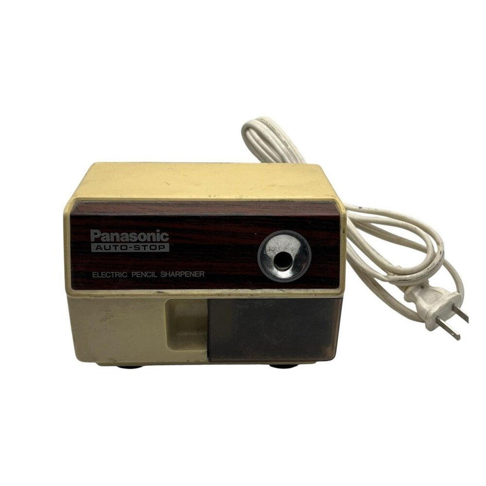 Panasonic KP-110 Auto Stop Electric Pencil Sharpener Beige Brown Tested